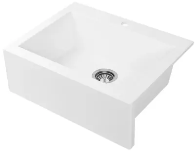 Ferma Aquadesign între sau pe bază de montaj, chiuvetă din granit alb 58x49cm 1208956331.
