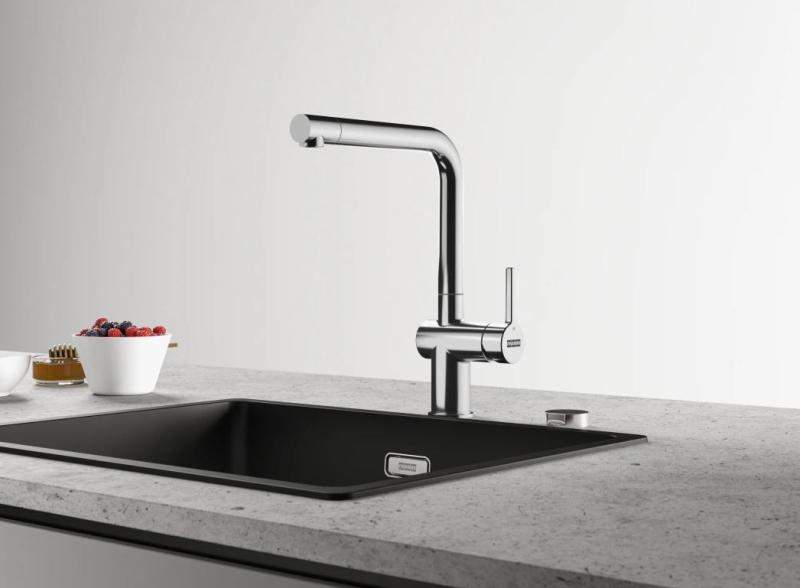 Franke Active L Robinet de bucătărie cromat cu gura de scurgere rotativă 115.0653.298