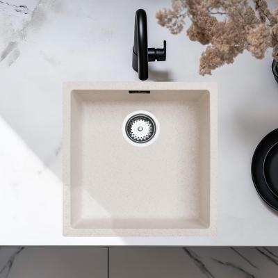 Chiuvetă de cremă de nisip 40x40cm, montată sub blat, deasupra blatului și încastrată, cu dop din oțel inoxidabil 1208956394.