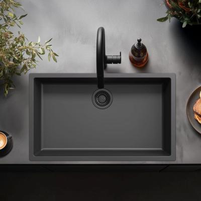 Chiuveta mare neagră de 70x40 cm, montată sub blat, suprapusă sau încastrată, cu dop negru 1208956401.