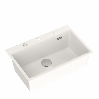 Cuțit de bucătărie din granit alb cu roci dure, cu chiuvetă mare de 76x50cm, inclusiv accesorii 1208956409.