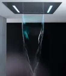 SB Square 316 Dus cu cascada Velvet Temptation și cromoterapie LED, finisaj de gun metal PVD periat 1208956746.