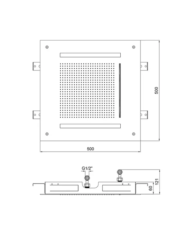 SB Square 316 Duș de ploaie încorporat Velvet Temptation cu cromoterapie LED și cascadă, finisaj negru PVD periat 1208956747.