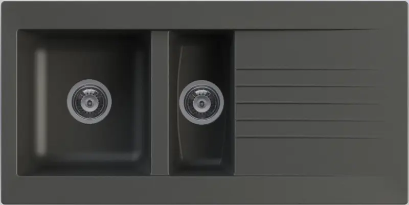 Ausmann Fibre 1,5 chiuvetă din plastic negru reversibilă cu scurgere montată pe blat 100x50 cm 1208956783