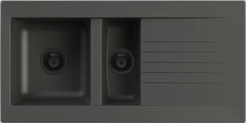 Ausmann Fibre 1,5 chiuvetă din plastic negru reversibilă cu scurgere 100x50 cm cu dop negru 1208956784