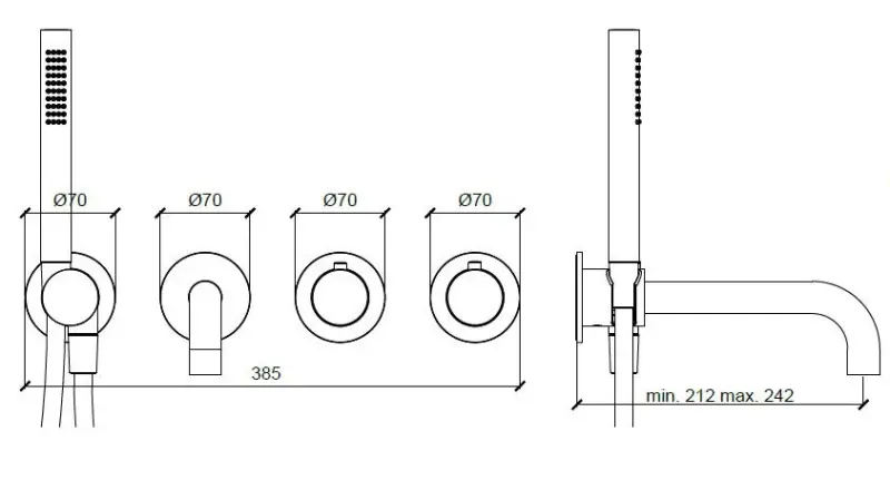 SB 316 AESTHETICS Rotund robinet termostat pentru cadă încorporat, din oțel inoxidabil 316, 1208956820.