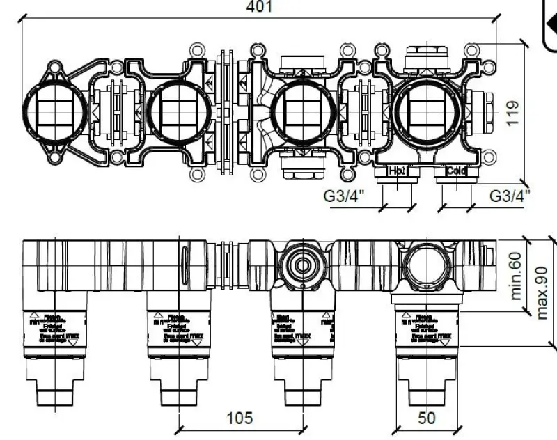 SB 316 AESTHETICS Rotund robinet termostat pentru cadă încorporat, din oțel inoxidabil 316, 1208956820.