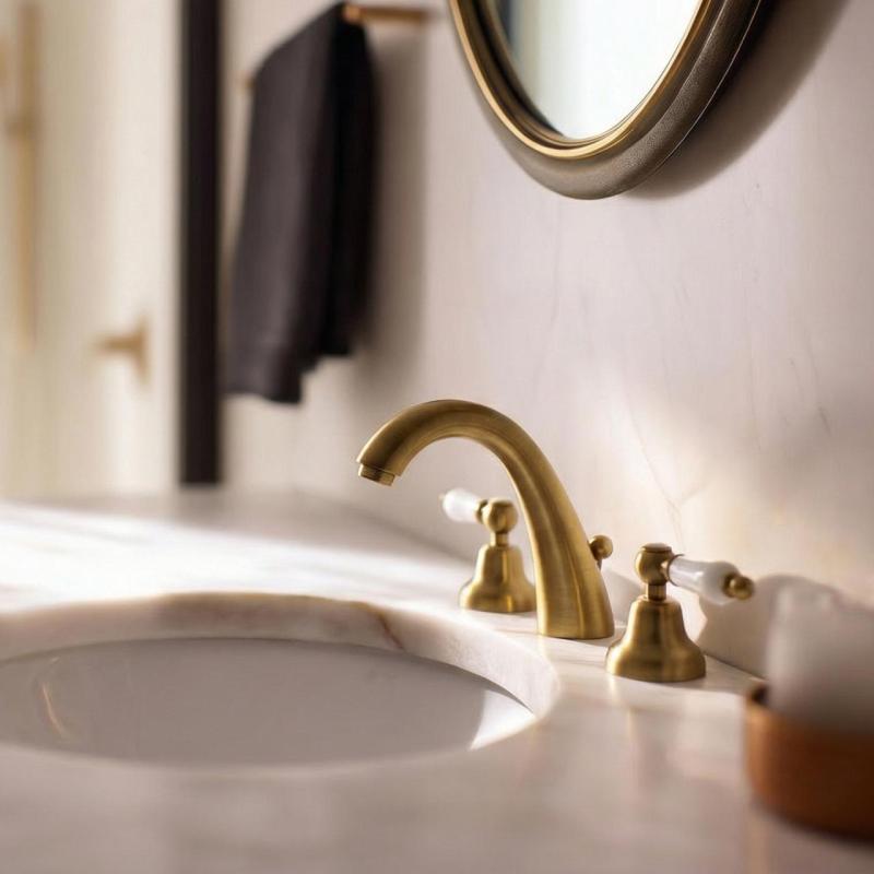 Baterie clasică PB pentru chiuveta înaltă, cu 3 găuri, cu manete albe, de culoare bronz, 1208956910.