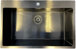 Ausmann Turt chiuvetă mare din metal de culoarea armei PVD antracit PVD 79x50mm cu gaură pentru robinet montare sub blat, montare la nivel și suprafață 1208956940