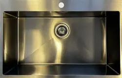Ausmann Turt chiuvetă mare din metal de culoarea armei PVD antracit PVD 79x50mm cu gaură pentru robinet montare sub blat, montare la nivel și suprafață 1208956940