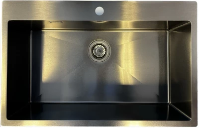 Ausmann Turt chiuvetă mare din metal de culoarea armei PVD antracit PVD 79x50mm cu gaură pentru robinet montare sub blat, montare la nivel și suprafață 1208956940