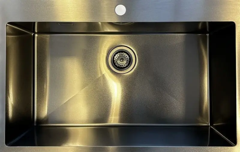 Ausmann Turt chiuvetă mare din metal de culoarea armei PVD antracit PVD 79x50mm cu gaură pentru robinet montare sub blat, montare la nivel și suprafață 1208956940