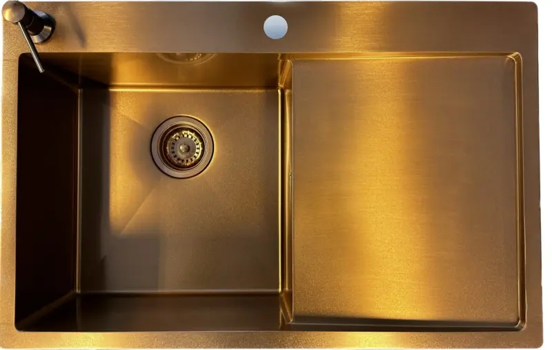 Ausmann Turt  chiuvetă din cupru cu scurgere la dreapta 780x500mm montată la suprafață și încastrată 1208956943