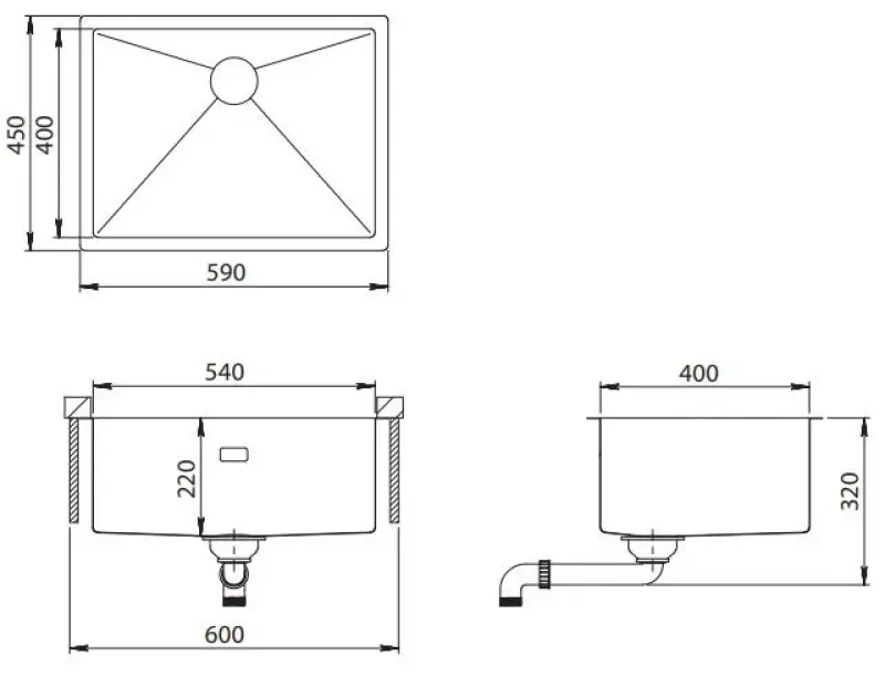 Traducere în limba română: Chiuvetă din oțel inoxidabil Ausmann Turt, de culoare antracit, cu finisaj PVD, dimensiuni 54x40 cm, montare subblat, suprafață plană și montare suprapusă. Cod prod