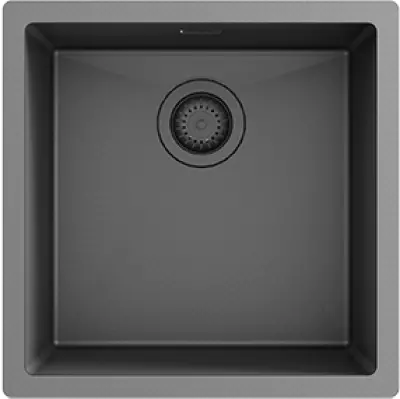 Chiuveta de bază, supraîncastrată și suspendată, din oțel inoxidabil, de culoare gri închis, cu finisaj PVD NANO, marca Ausmann, dimensiuni 40x40, cod produs 1208956946.