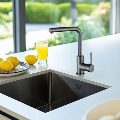 Chiuveta de bază, supraîncastrată și suspendată, din oțel inoxidabil, de culoare gri închis, cu finisaj PVD NANO, marca Ausmann, dimensiuni 40x40, cod produs 1208956946.