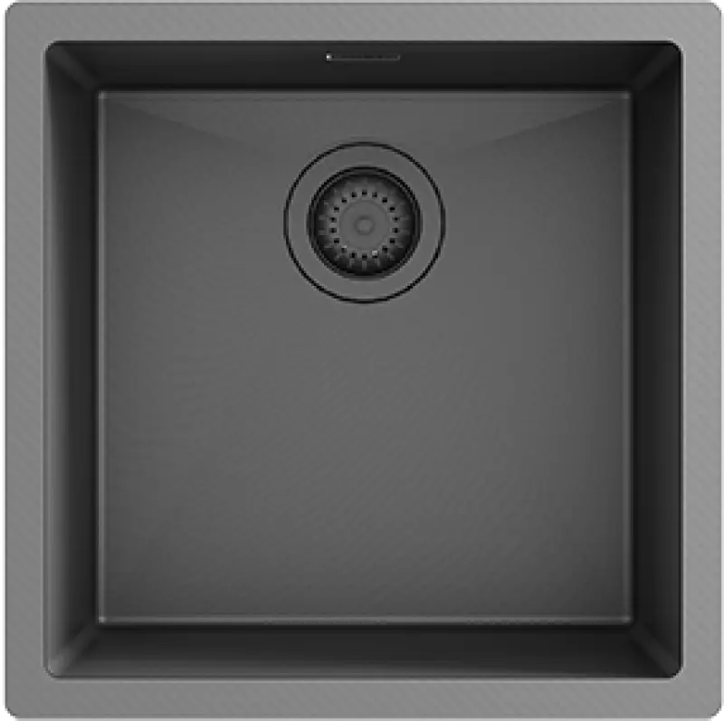 Chiuveta de bază, supraîncastrată și suspendată, din oțel inoxidabil, de culoare gri închis, cu finisaj PVD NANO, marca Ausmann, dimensiuni 40x40, cod produs 1208956946.