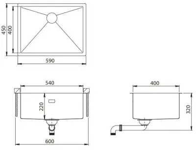 Ausmann Turt chiuvetă aurie cu placaj PVD 54x40, montaj subblat, suprafață plană și montaj suprapus 1208956949