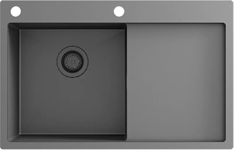 Chiuveta de bucatarie din metal gun, cu scurgator pe partea dreapta, 780x500mm, montaj pe blat si sub blat, cod de produs 1208956953.