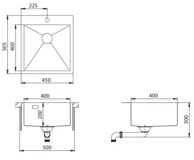 Ausmann Turt chiuvetă de aur 450x505mm cu gaură pentru robinet, montaj sub blat, montaj suprapus și montaj pe suprafață 1208956958