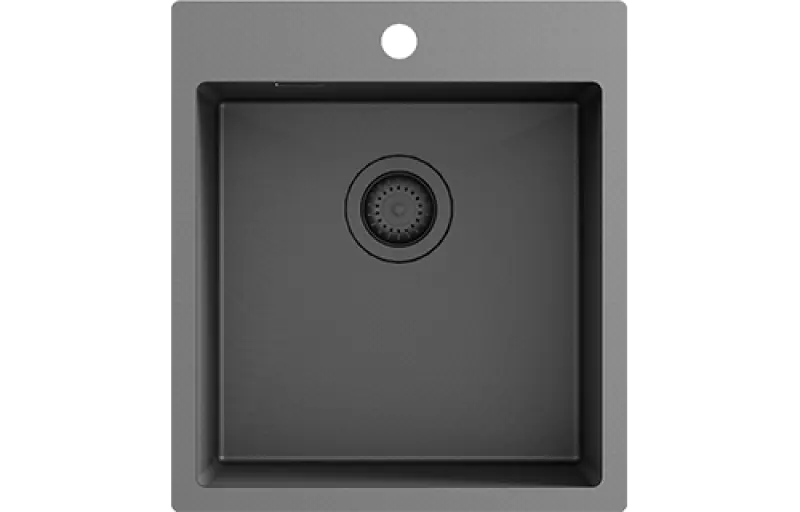 Chiuvetă din oțel inoxidabil Ausmann Turt de 450x505mm, cu orificiu pentru robinet, montaj subblat, nivel cu blatul și montaj pe blat, cod 1208956960.