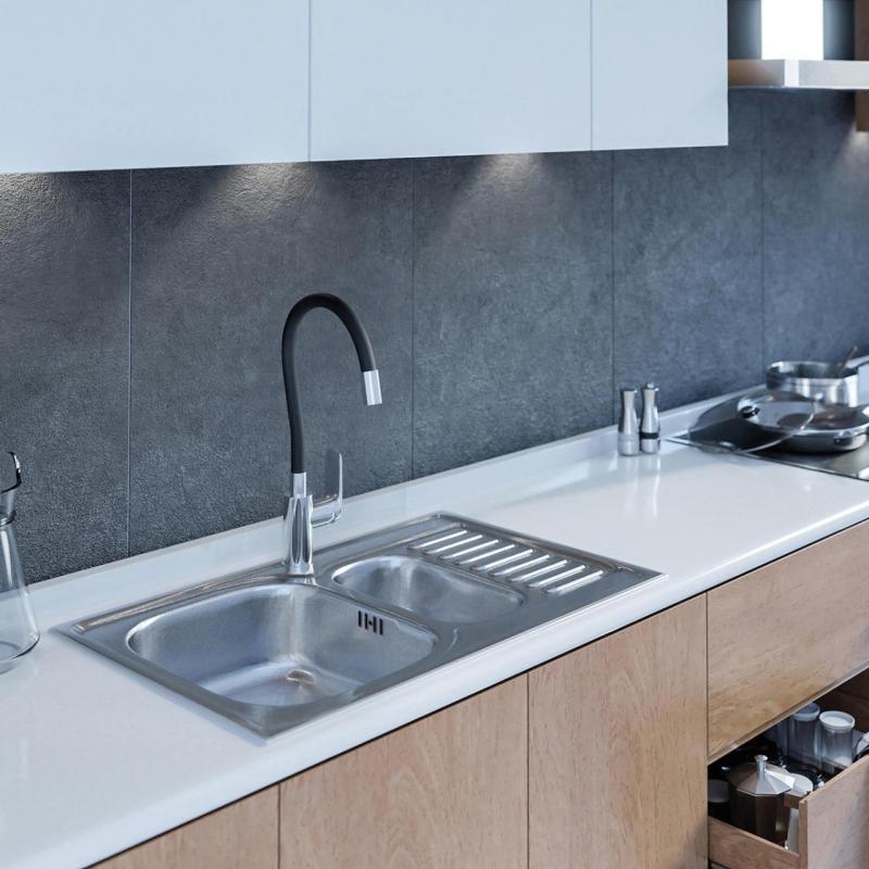 Cuva de bază din oțel inoxidabil Ausmann Basic, cu adâncimea de 1,5, cu scurgător reversibil, dimensiuni 78x50 cm, inclusiv sifon 1208956970.