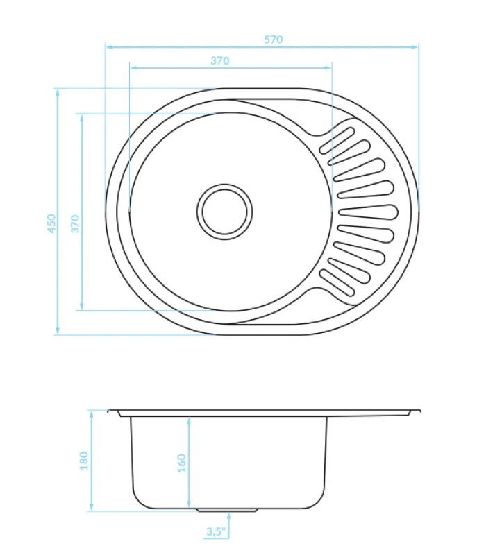 Chiuvetă cu cuvântul de ordine din oțel inoxidabil Ausmann Basic, cu scurgător reversibil, 57x45 cm, inclusiv sifon. 1208956973.