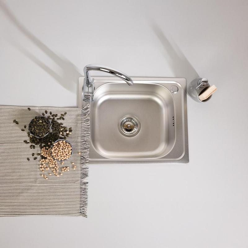 Ausmann Basic modelul de bază cu linii din oțel inoxidabil, chiuvetă montată deasupra blatului de 50x40 cm, inclusiv sifon 1208956977.