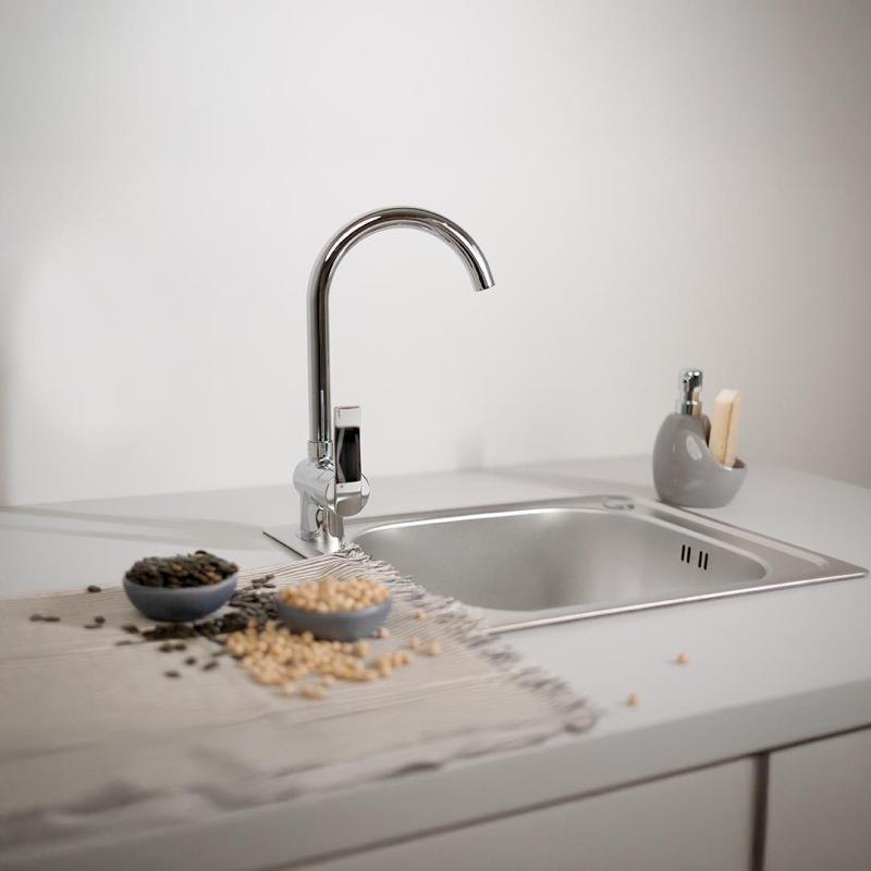 Ausmann Basic modelul de bază cu linii din oțel inoxidabil, chiuvetă montată deasupra blatului de 50x40 cm, inclusiv sifon 1208956977.