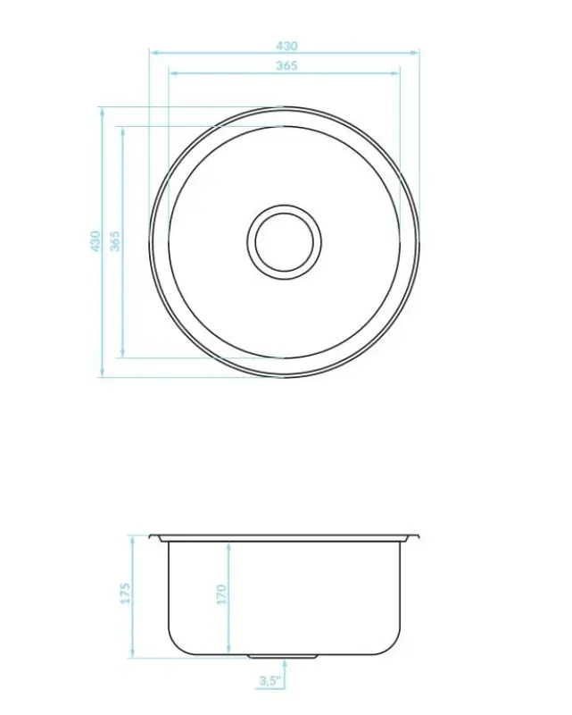Chiuveta rotundă din oțel inoxidabil Ausmann Basic, montată deasupra blatului, 43 cm, inclusiv sifon 1208956999.