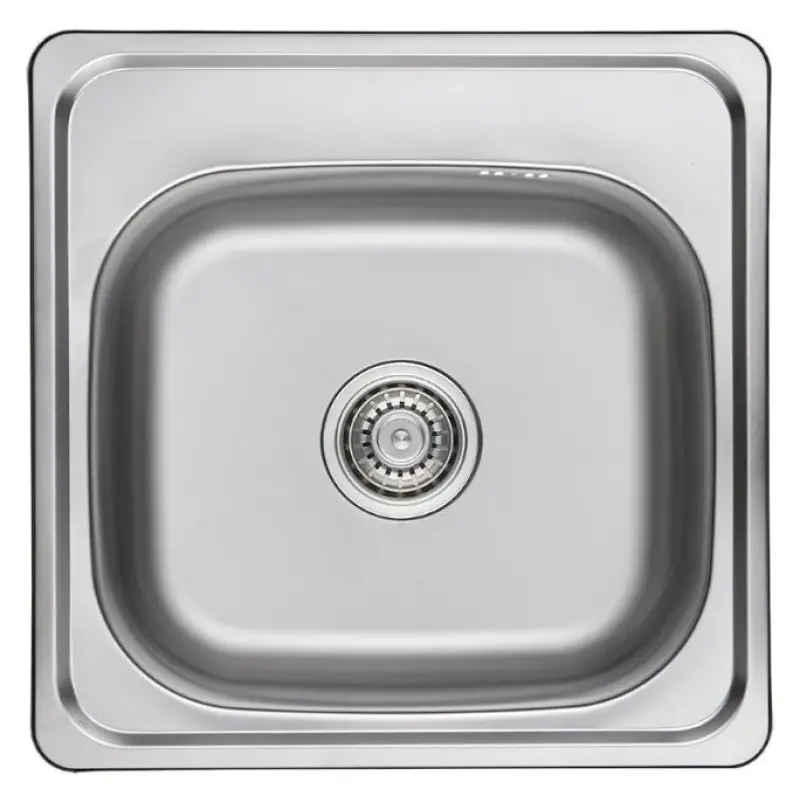 Chiuvetă de suprafață Ausmann Basic din oțel inoxidabil, 48x48 cm, cu gaură pentru robinet și sifon inclus, cod 1208957000.