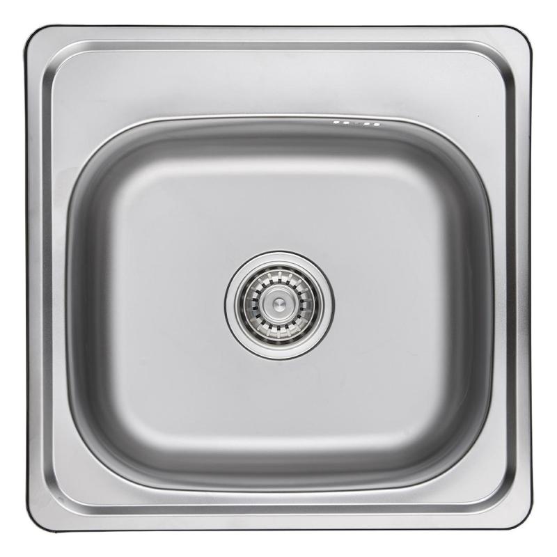 Chiuvetă de suprafață Ausmann Basic din oțel inoxidabil, 48x48 cm, cu gaură pentru robinet și sifon inclus, cod 1208957000.