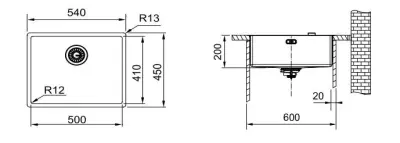 Franke Mythos Masterpiece BXM 210.50 PVD Chiuvetă de cupru 500x410mm Montare la nivel și submontare 127.0674.363