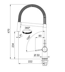 Franke Active Semi Pro negru Baterie de bucătărie cu coloană și arc și funcție de pulverizare 115.0653.409