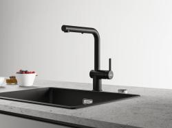 Franke Active L Robinet de bucătărie negru mat cu duș manual retractabil 115.0653.382