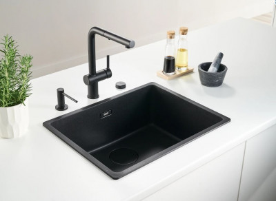 Franke Active L Robinet de bucătărie negru mat cu duș manual retractabil 115.0653.382