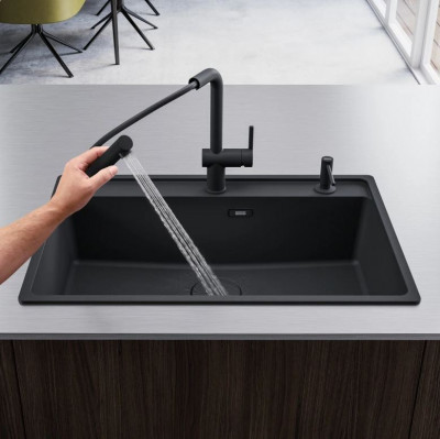 Franke Active L Robinet de bucătărie negru mat cu duș manual retractabil 115.0653.382