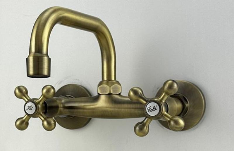 AquaTrimo Vivaldi robinet de bucătărie clasic Bronz de perete cu duză superioară 21VV7066BN