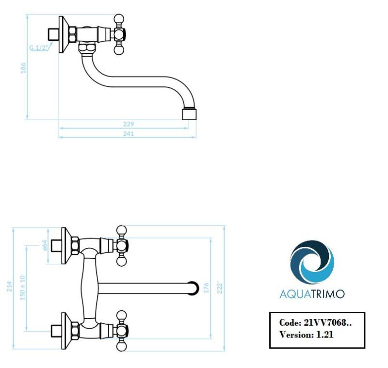 AquaTrimo Vivaldi robinet de bucătărie clasic de perete bronz 21VV7068BN