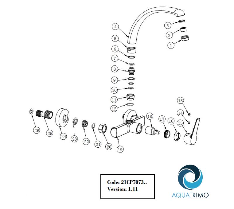 AquaTrimo Chopin robinet de perete pentru bucătărie cu duză superioară cromat 21CP7073CM