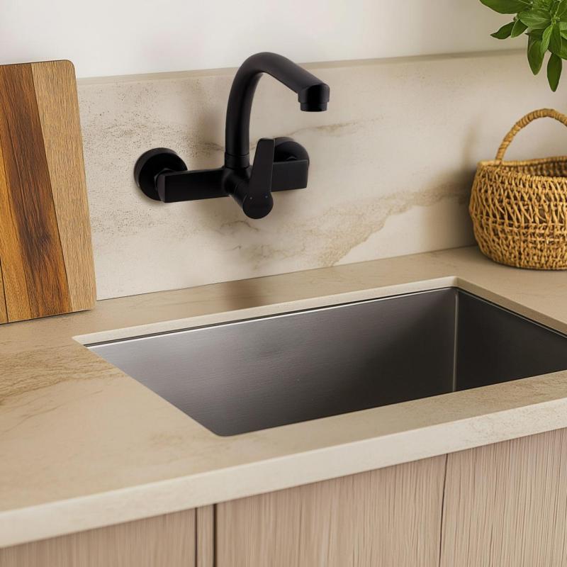 AquaTrimo Chopin Robinet de perete pentru bucătărie  cu duză superioară negru mat 21CP7073SW