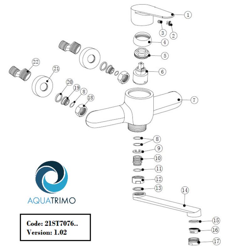 AquaTrimo Schubert robinet de bucătărie cu o singură mână, montat pe perete, crom 21ST7076CM