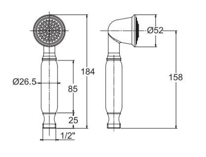 Duș manual clasic cu mâner alb din bronz PB 1208957104.
