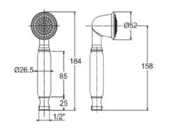 PB Duș manual clasic din oțel inoxidabil cu mâner alb 1208957105