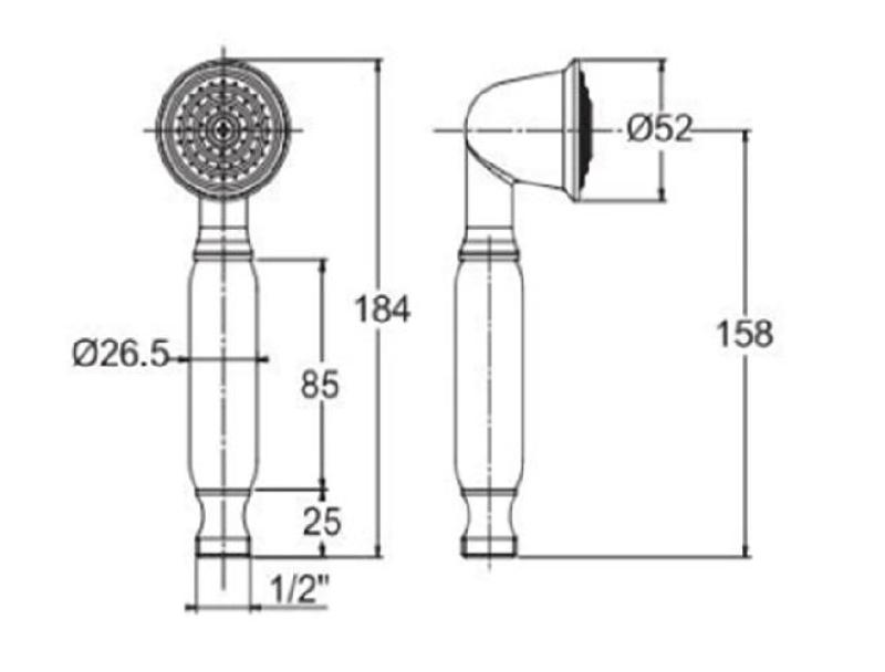 PB Duș manual clasic din oțel inoxidabil cu mâner alb 1208957105