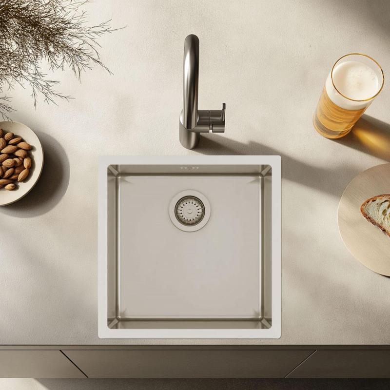 Chiuvetă de bucătărie din oțel inoxidabil Ausmann sau RVS, 40x40cm, montaj suprafață sau subblat, adâncime suplimentară de 22cm, cod 1208957112.