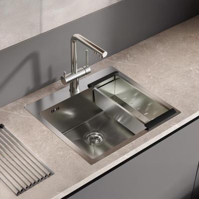 Chiuvetă din oțel inoxidabil Ausmann sau Blue, cu dimensiuni de 55x50cm, montaj pe suprafață sau integrată, cu orificiu pentru robinet. Cod 1208957118.