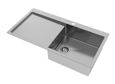 Ausmann sau Blue, chiuvetă mare din oțel inoxidabil, dimensiuni 100x51cm, montaj plat sau deasupra blatului, cu zonă de scurgere. 1208957123
