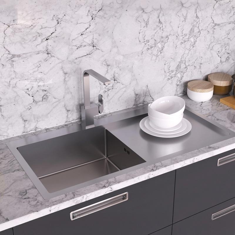 Chiuvetă mare din oțel inoxidabil Ausmann sau Blue, 100x51cm, montaj suprafață sau încorporat, cu zonă de scurgere, 1208957124.