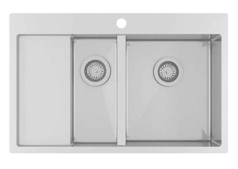 Chiuvetă din oțel inoxidabil 1,5 cu cuva plană și supraînălțată Ausmann sau Blue, dimensiune 78x50cm, cu zonă de scurgere, cod produs 1208957125.